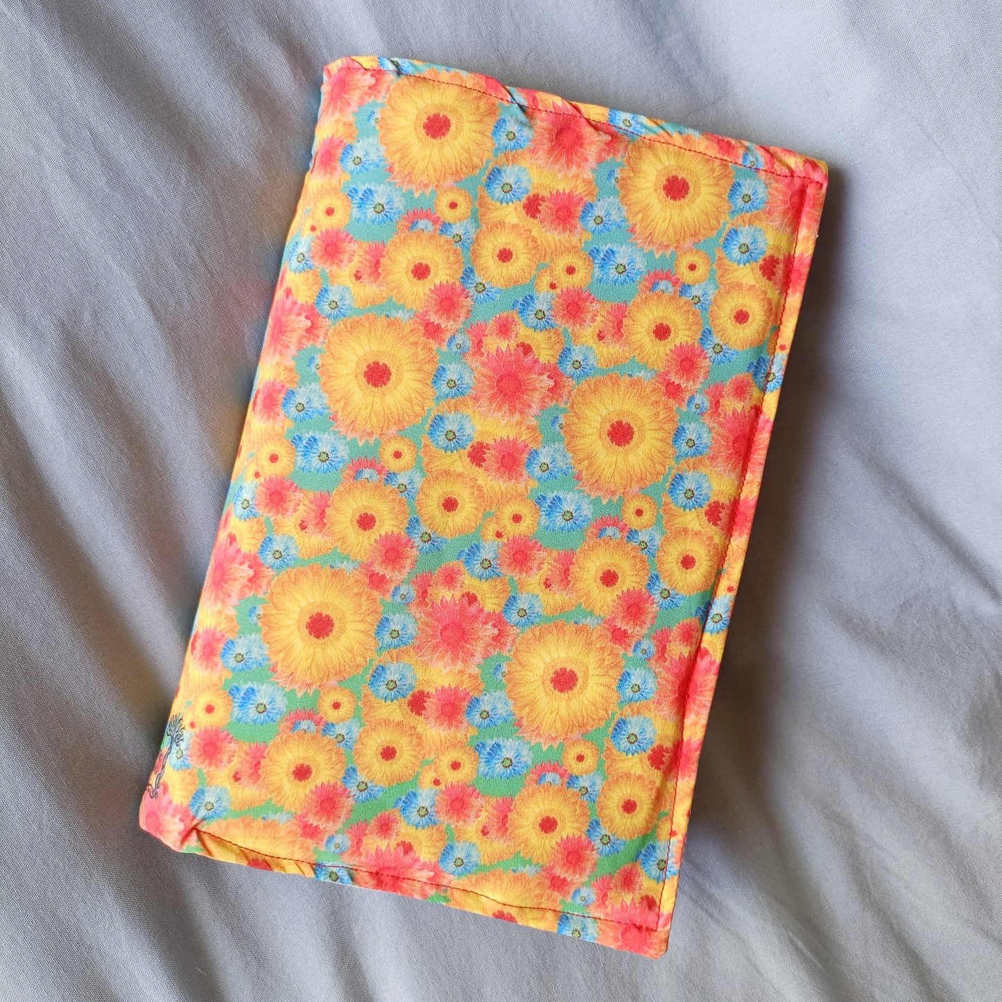 Cloth Book Cover - Blue Yellow Flower Pattern